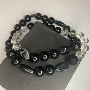 Black & White Chunky Beaded Statement Necklace - Retro/Mod/Classic